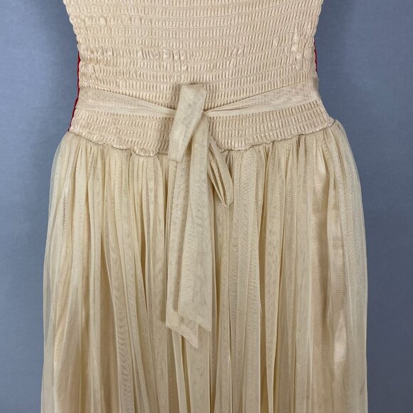 Beaded Dress Velvet Girls Maxi Red Cream Halter Tank Dance‎ Detailed FLAWS - Picture 9 of 16